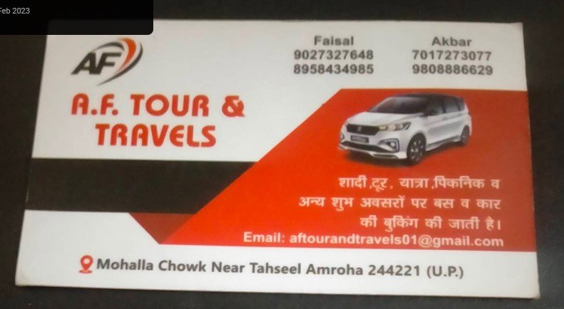 A F TOUR AND TRAVELS